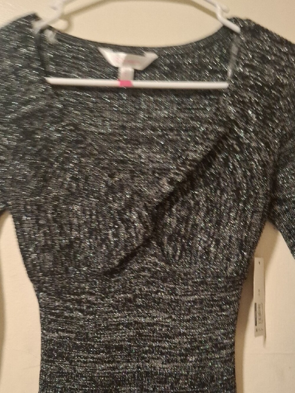 No Boundaries Sparkle Ribbed Long-Sleeve Top - Black with Green Shimmer - Picture 3 of 5